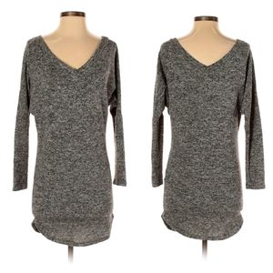 Marled Gray V Neck Sweater, Size Small